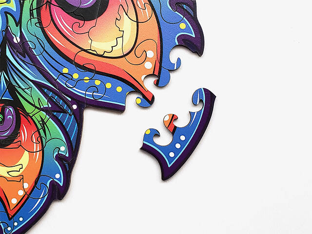 Пазл А3 Павич 184 фігурні елементи в подарунковій коробочці 29.6х53.8 см з дерева - Фото 6