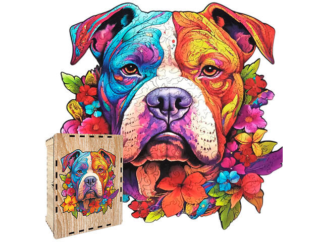 Пазл А3 Пес уникальная форма деталей 224 элементов 35х35 см в деревянной коробочке