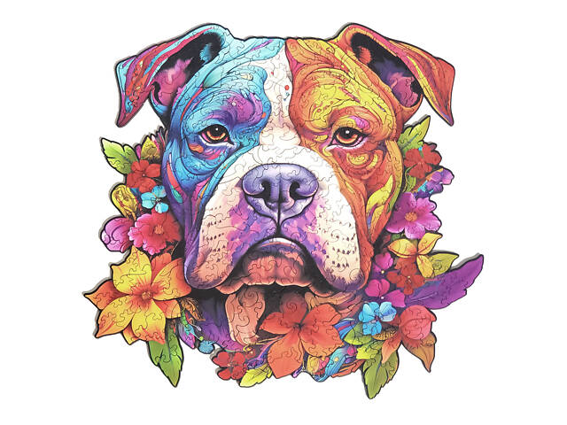 Пазл А3 Пес унікальна форма деталей 224 елементів 35х35 см у дерев'яній коробочці - Фото 2