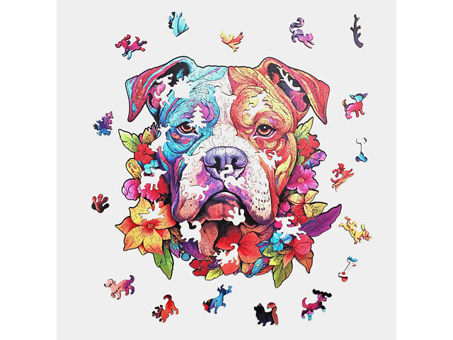 Пазл А3 Пес унікальна форма деталей 224 елементів 35х35 см у дерев'яній коробочці - Фото 5