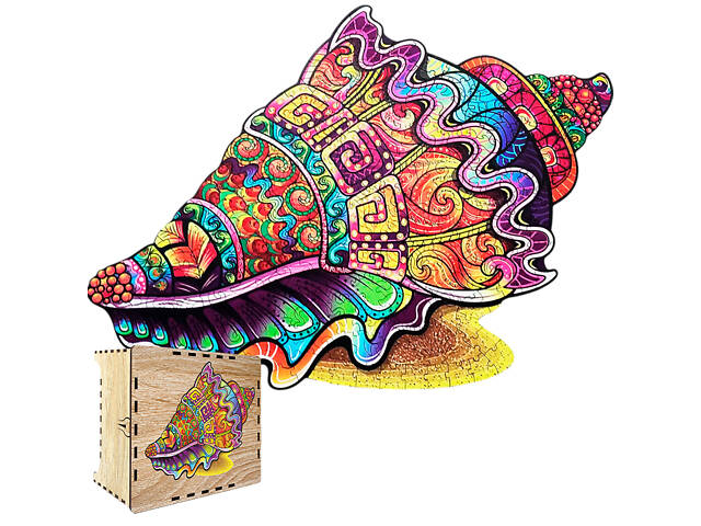 Пазл А3 Черепашка унікальна форма деталей 206 елементів 48х38 см дерева в подарунковій упаковці - Фото 1