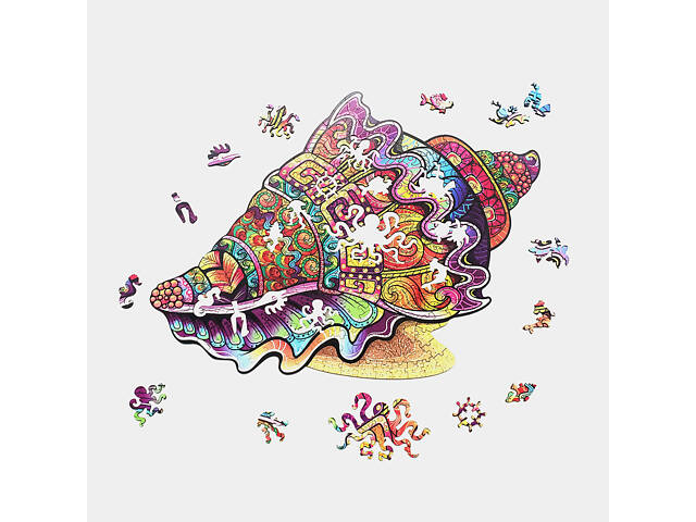 Пазл А3 Черепашка унікальна форма деталей 206 елементів 48х38 см дерева в подарунковій упаковці - Фото 2