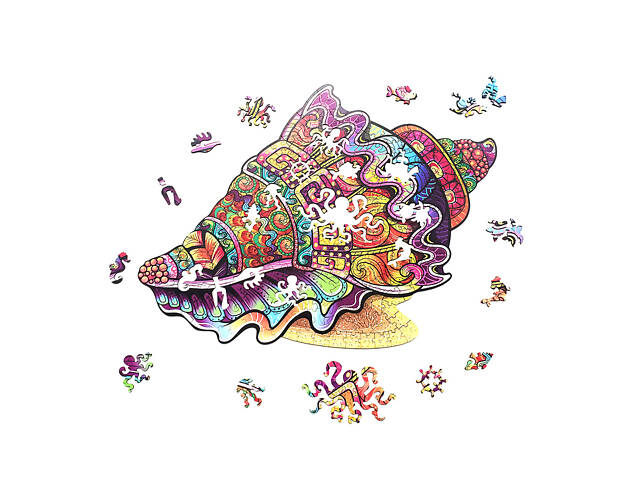 Пазл А3 Черепашка унікальна форма деталей 206 елементів 48х38 см дерева в подарунковій упаковці - Фото 5