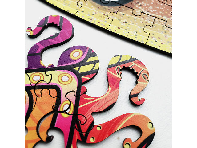 Пазл А3 Черепашка унікальна форма деталей 206 елементів 48х38 см дерева в подарунковій упаковці - Фото 8