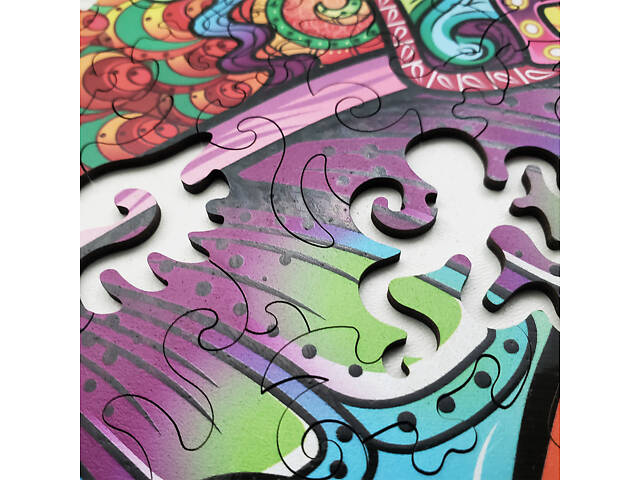 Пазл А3 Черепашка унікальна форма деталей 206 елементів 48х38 см дерева в подарунковій упаковці - Фото 9