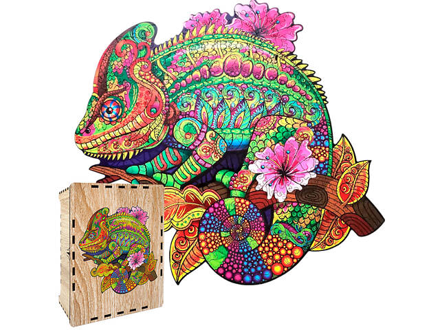 Пазл А3 з дерева Хамелеон 358х402мм 275 елементів у подарунковій коробці - Фото 1