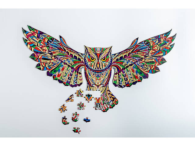 Пазл А3 Сова 155 елементів із натурального дерева в подарунковій коробці - Фото 2