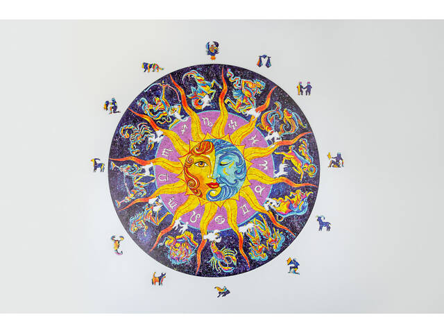 Пазл А3 Зодіак з фігурними елементами 191 шт діаметр 34 см у подарунковій упаковці - Фото 4