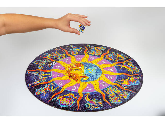 Пазл А3 Зодіак з фігурними елементами 191 шт діаметр 34 см у подарунковій упаковці - Фото 2