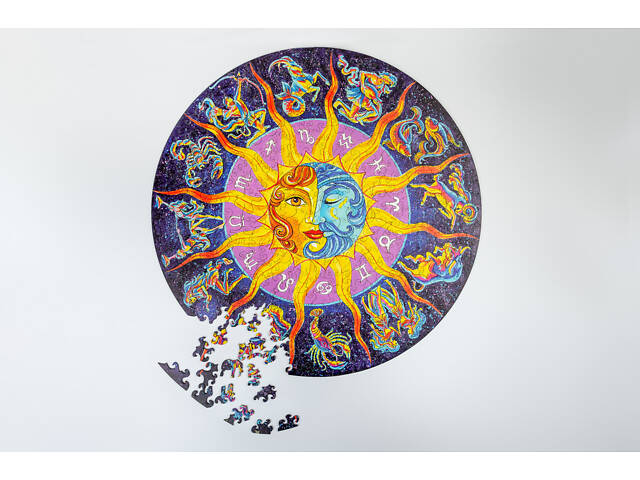Пазл А3 Зодіак з фігурними елементами 191 шт діаметр 34 см у подарунковій упаковці - Фото 3
