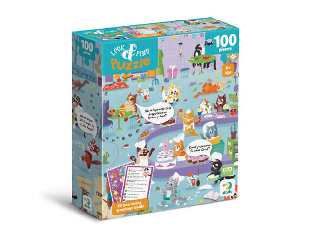 Пазл DoDo Шукай і знаходь Котяче кафе, 100 елементів (300667) - Фото 1