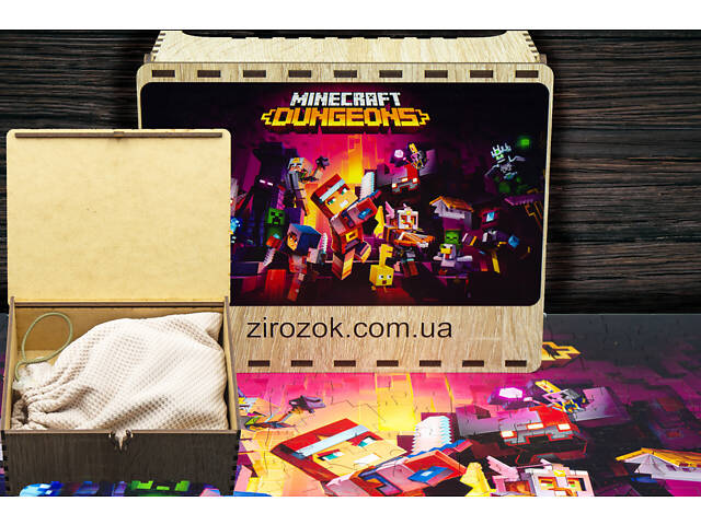 Пазл Minecraft 209 елементів із натурального дерева в подарунковій упаковці - Фото 2