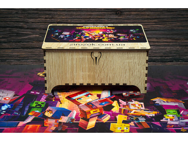 Пазл Minecraft 209 елементів із натурального дерева в подарунковій упаковці - Фото 3