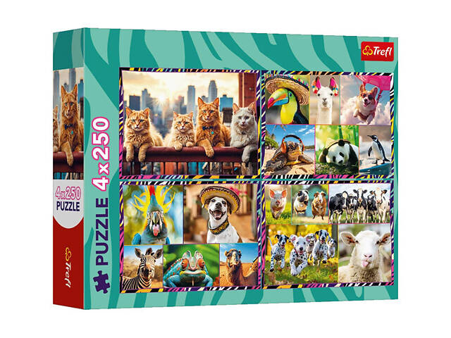 Пазлы Смешные животные 4 х 250 элементов Trefl 13313