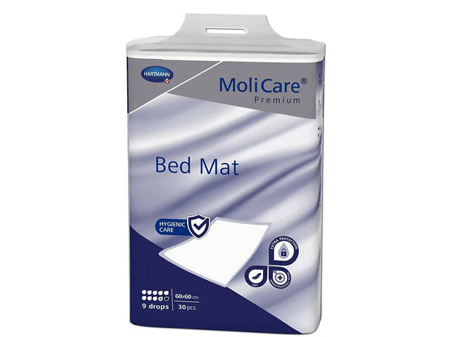 Пеленки Paul Hartmann MoliCare Premium Bed Mat 60x60 см с суперабсорбентом 9 капель 30 шт - Фото 1