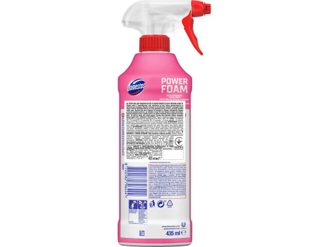 Піна для чищення ванн Domestos Power Foam Для чищення унітазу та ванної Квіткова свіжість 435 мл (8720182796424) - Фото 2