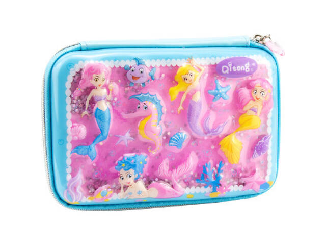 Пенал Cool For School подвійний з ефектом акваріуму 1 відділення Блакитний (QT-5703-Blue) - Фото 1