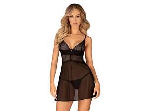 Пеньюар и трусики Obsessive Chemeris babydoll & thong XS/S