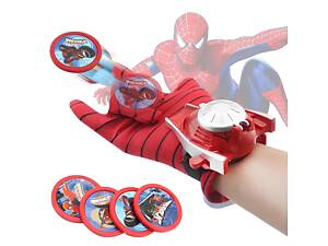 Перчатка Человека Паука с дискометом (4 диска). Перчатки Spiderman. Перчатка супергероя