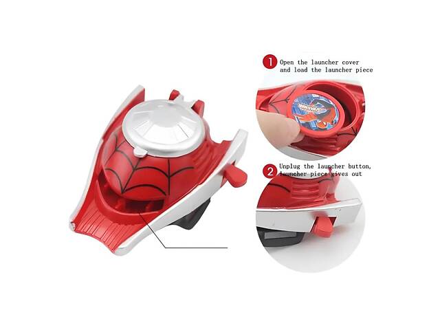 Перчатка Человека Паука с дискометом (4 диска). Перчатки Spiderman. Перчатка супергероя - Фото 3