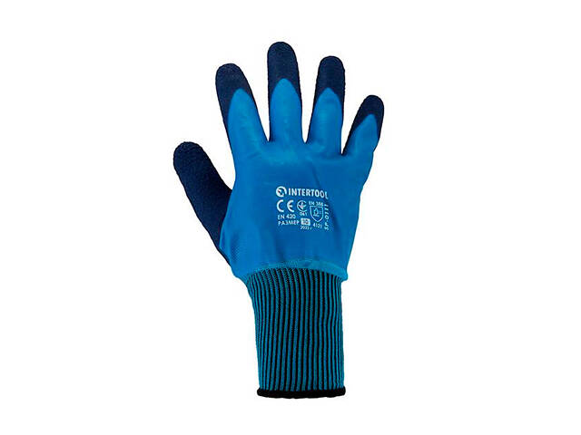 Перчатка Intertool нитриловая пористая 10' синяя (SP-0111) (3 шт.) - Фото 2