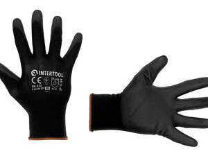 Рукавичка Intertool поліуретанова чорна 7' (SP-0166) (12 шт.)