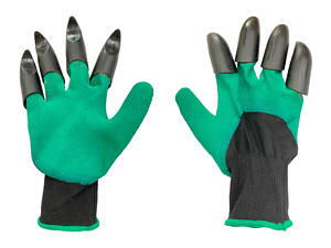 Рукавичка латексна садова Китай з пазурами 10' чорно-зелена (Д-ПSP1)