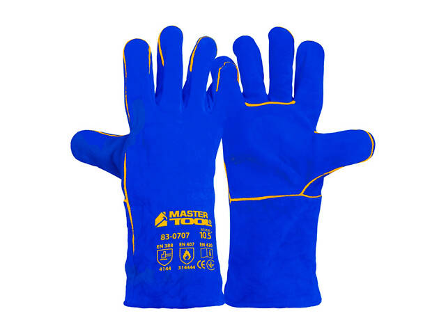 Перчатка Mastertool крага замшевая 14' x 350мм синяя (83-0707) - Фото 1 Перчатка Mastertool крага замшевая 14' x 350мм синяя (83-0707) - Фото 1