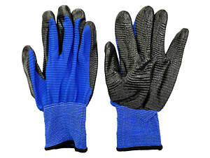 Перчатка стрейчевая ребристая двойная 10' сине/оранжево-черная 6шт (Д-ПS3)
