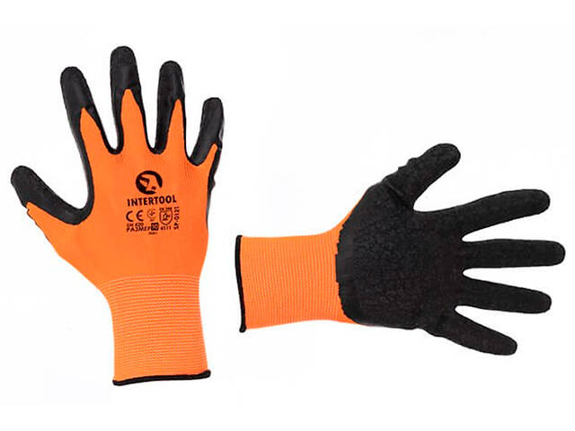 Рукавички Intertool латексні рифлені 10' 12 шт. (SP-0121) (6 шт.) - Фото 1