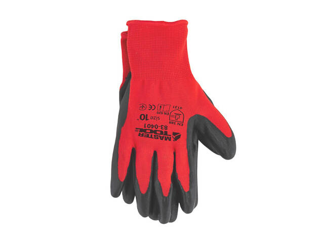 Перчатки Mastertool с нитриловым покрытием 10' (красно-черные) (83-0401) (12 шт.) - Фото 2