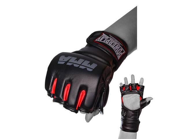 Перчатки MMA PowerPlay 3053 Черно-Красные S/M - Фото 2