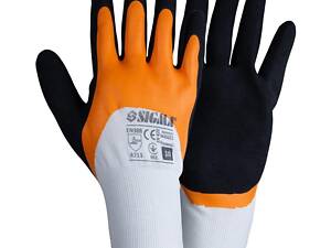 Рукавички трикотажні з подвійним латексним покриттям р9 (жовто-чорні, манжет) SIGMA (9445611)