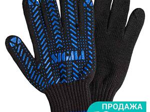 Перчатки трикотажные с ПВХ точкой р10 Актив (черные) КРАТНО 12 парам SIGMA (9442471)