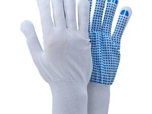 Перчатки трикотажные с точечным ПВХ покрытием р9 (белые, манжет) КРАТНО 12 парам SIGMA (9442421)