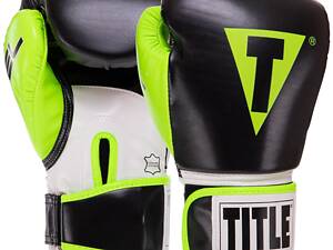 Боксерські рукавички TITLE BO-3780 8 унцій Чорний-салатовий