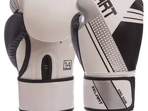 Боксерські рукавички Zelart BO-1335 12 унцій Білий-чорний