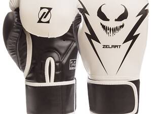 Боксерські рукавички Zelart BO-1420 10-14 унцій Білий-чорний