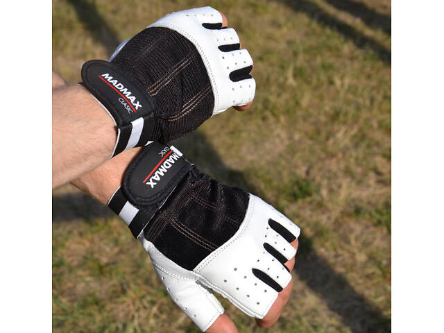 Рукавички для фітнесу MadMax MFG-248 Clasic White L - Фото 6