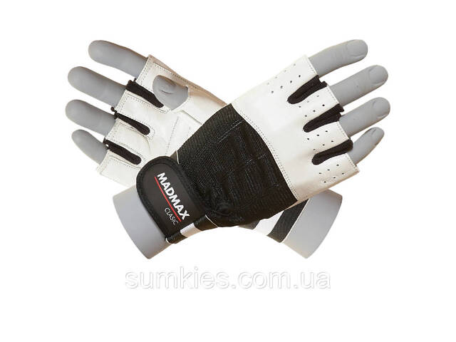Рукавички для фітнесу MadMax MFG-248 Clasic White M - Фото 1