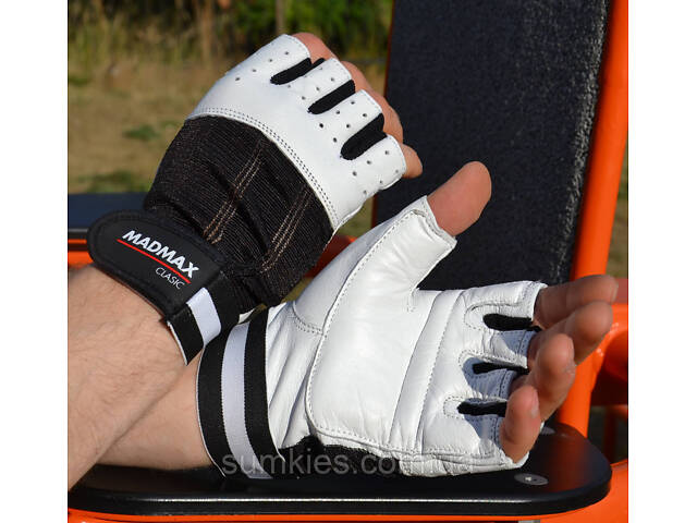 Рукавички для фітнесу MadMax MFG-248 Clasic White M - Фото 4