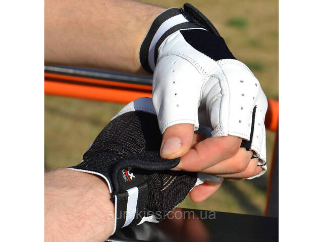 Рукавички для фітнесу MadMax MFG-248 Clasic White M - Фото 8