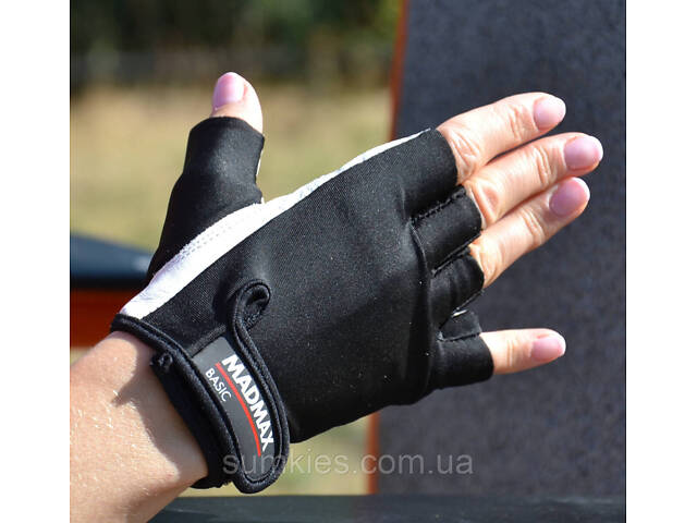 Рукавички для фітнесу MadMax MFG-250 Basic Whihe L - Фото 4