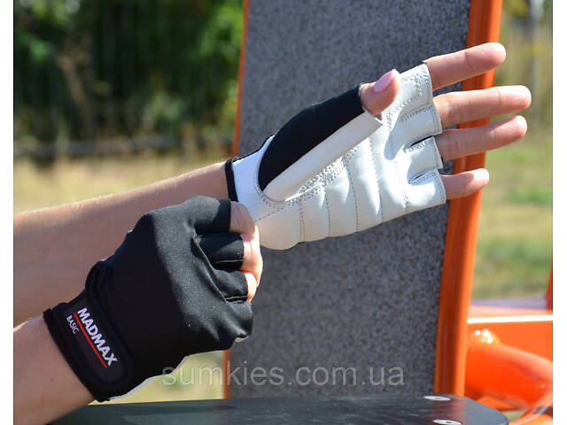 Рукавички для фітнесу MadMax MFG-250 Basic Whihe L - Фото 8