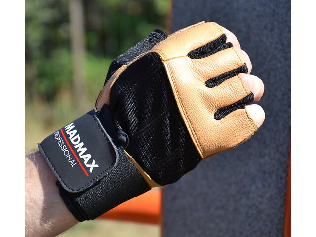 Рукавички для фітнесу MadMax MFG-269 Professional Brown M - Фото 3