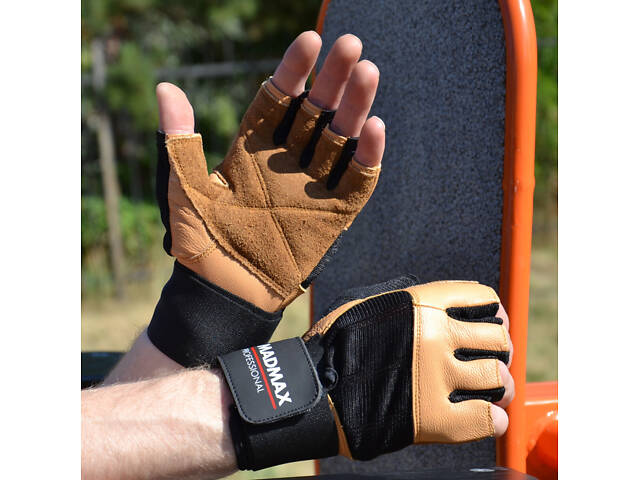 Рукавички для фітнесу MadMax MFG-269 Professional Brown M - Фото 6