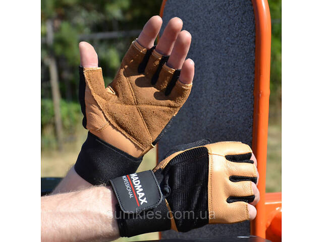Рукавички для фітнесу MadMax MFG-269 Professional Brown XL - Фото 6