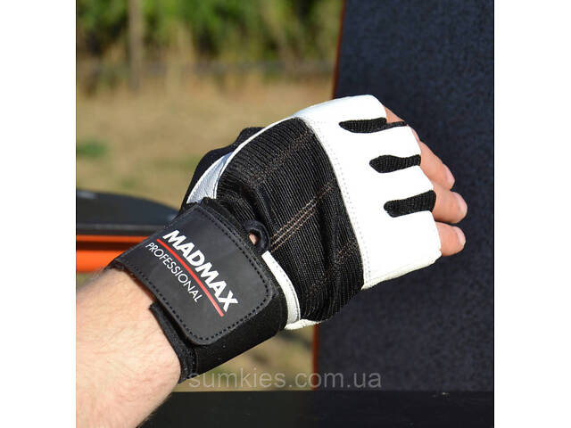 Рукавички для фітнесу MadMax MFG-269 Professional White L - Фото 2
