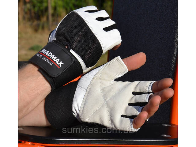 Рукавички для фітнесу MadMax MFG-269 Professional White L - Фото 4