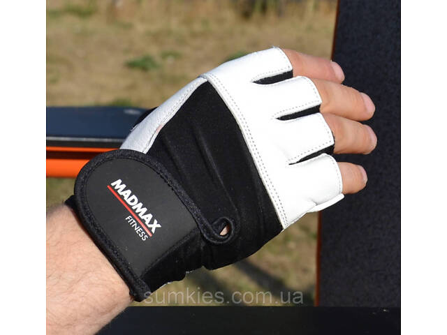 Рукавички для фітнесу MadMax MFG-444 Fitness White S - Фото 2